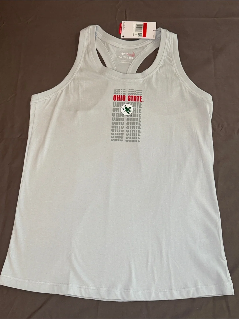 Nike Women's Light Gray Ohio State Racerback Tank Large